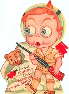 Image: card of boy hunting for a tennessee valentine