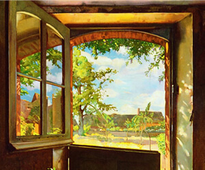 Image: segment of Konstantin Somov's painting, The Open Window