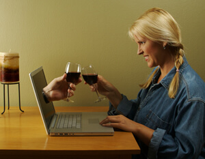 photo: woman toasts her internet marriage match