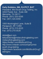 Contact info for drug testing: Kelly Dobbins