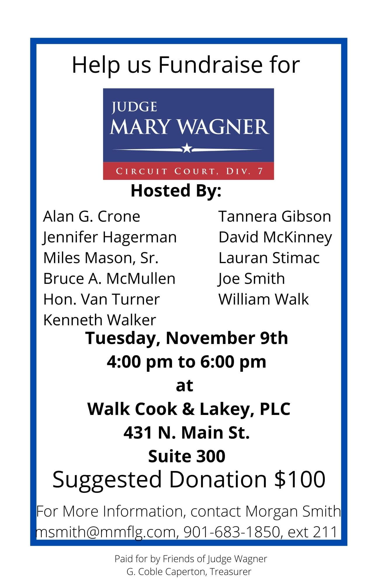 Judge Mary Wagner Re-election Event